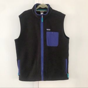 PATAGONIA black/blue zipper sweater fleece vest XL